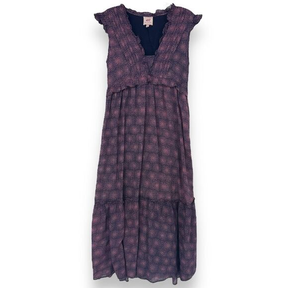 Banjanan Constance Petal Power Blueprint Ruffle Purple Maxi Dress Size Large‎ - Picture 2 of 8